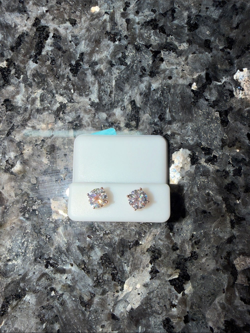 Clear Crystal Stud Earrings in Rose Gold